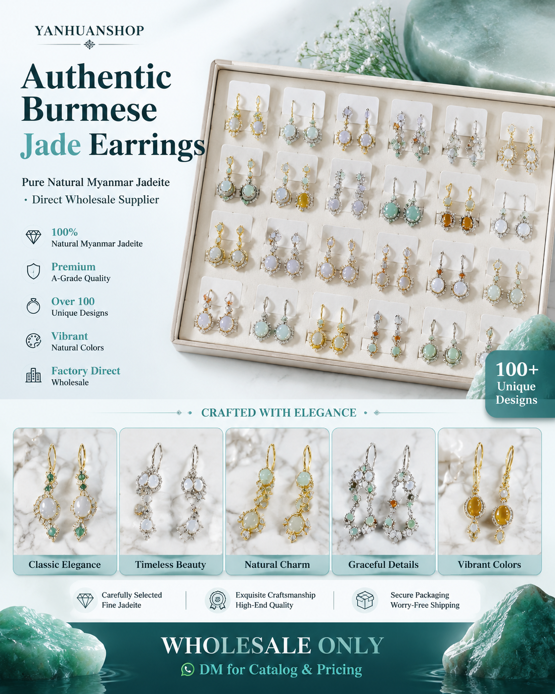 Jade earrings*10 pairs(1.25*1.25cm)