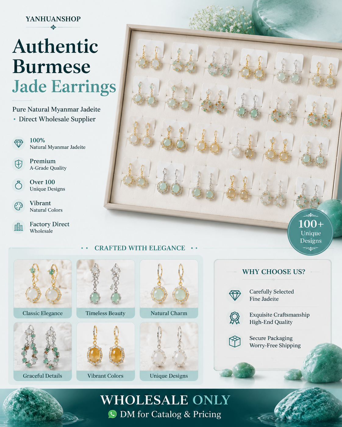 Jade earrings*10 pairs（1.25*1.25cm）